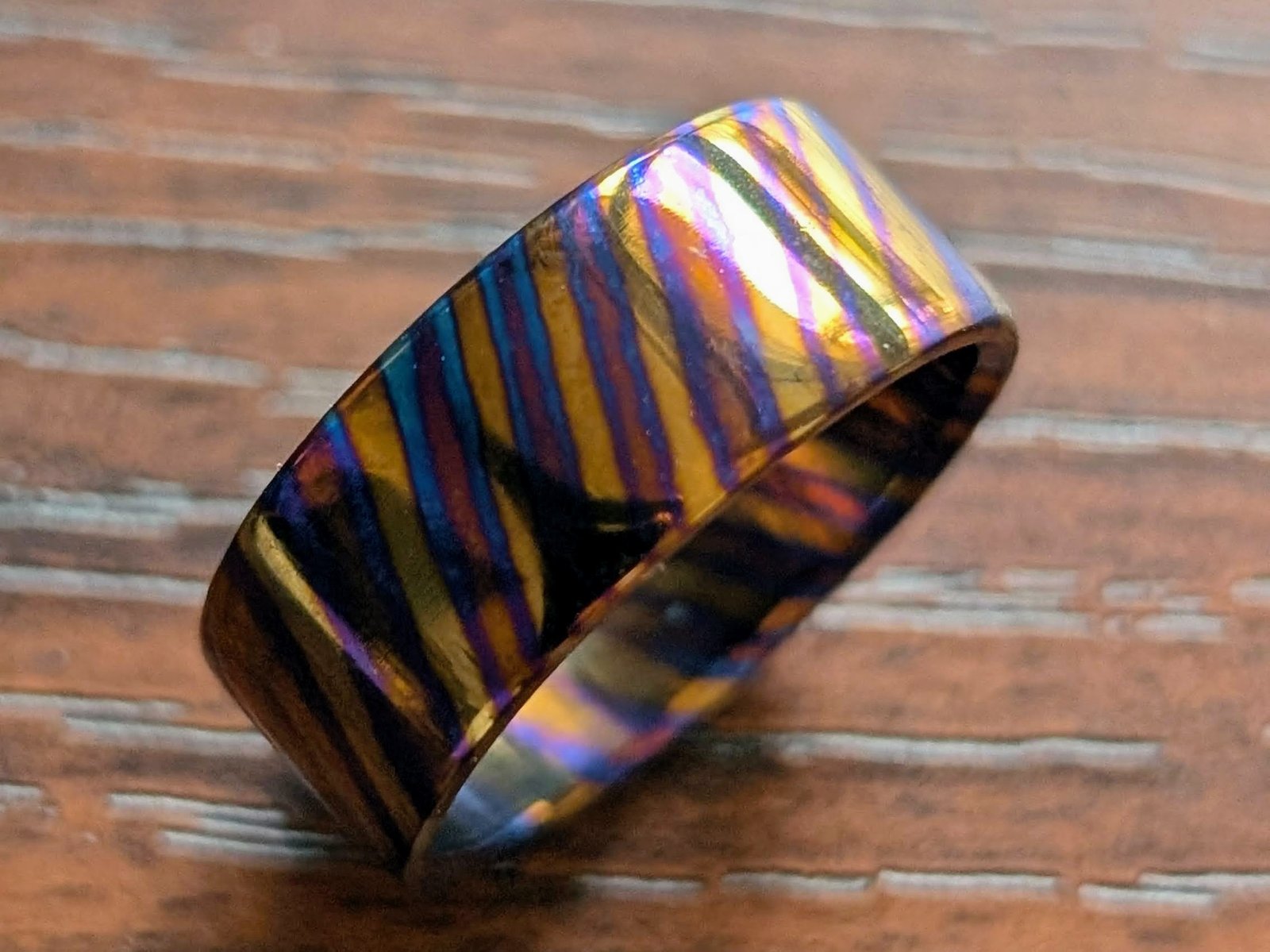 Timascus titanium damascus ring