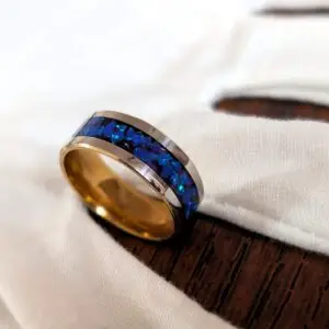 Blue opal inlay ring