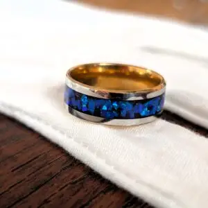 Blue opal inlay ring