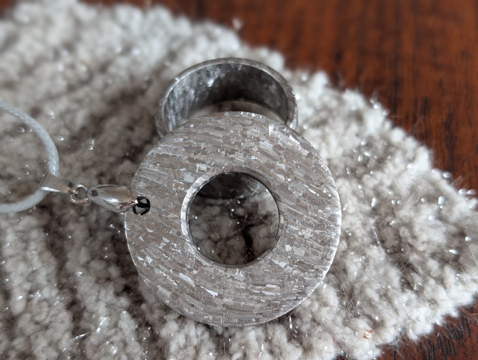 Crystallised titanium damascus pendant