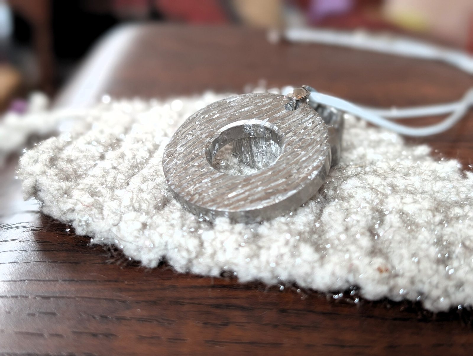 Crystallised titanium damascus frozen lightning ice pendant necklace