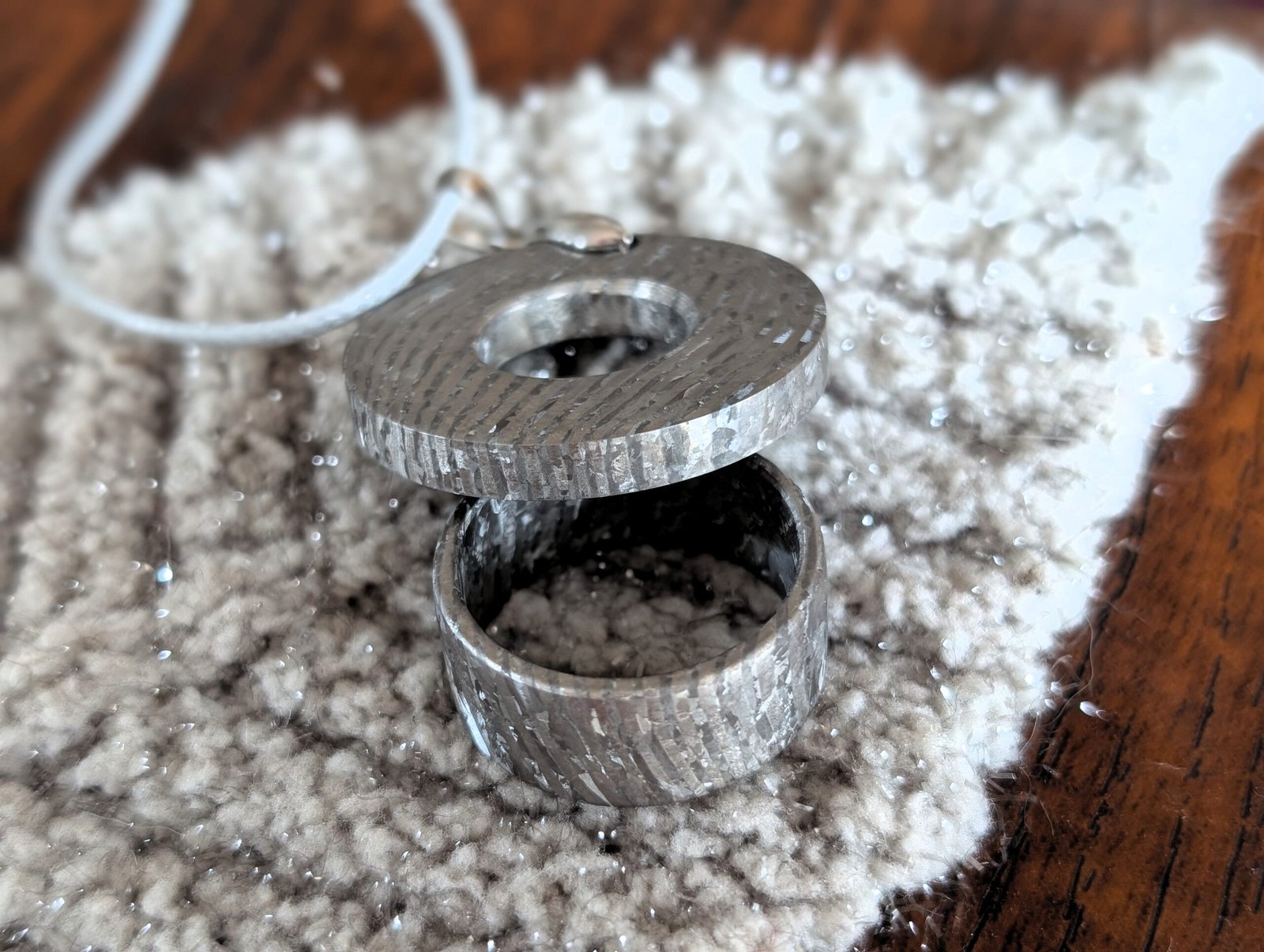 Crystallised titanium damascus frozen lightning pendant necklace