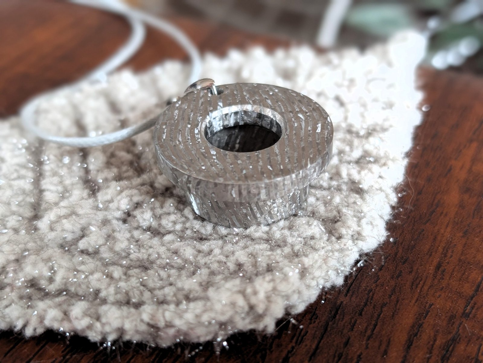 Crystallised titanium damascus frozen pendant necklace