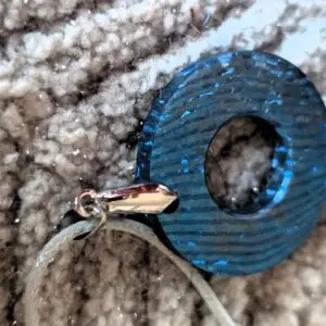 Crystal titanium damascus pendant blue