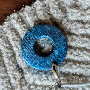 Blue crystal titanium damascus pendant