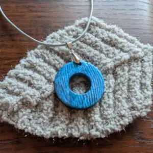 crystal blue titanium damascus pandant