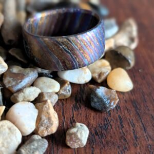 Zirconium titanium damascus ring